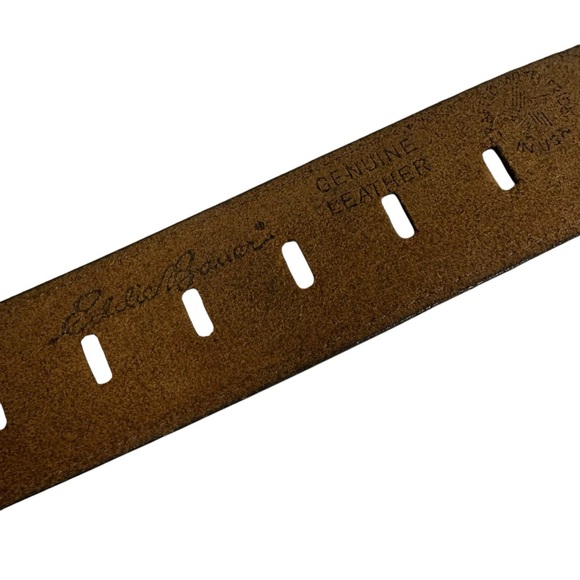 EDDIE BAUER Dark Brown Leather Belt with Brass Buckle - Picture 5 of 7